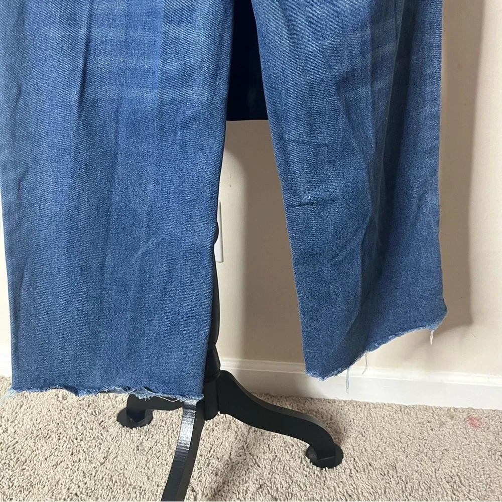 Alexander‎ Wang Women’s High Rise Wide Leg Raw Hem 4 Pocket Blue Jeans Sz M